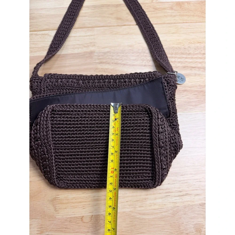 The Sak Elliott Lucca Brown Crochet Crossbody Bag Hand Crocheted Shoulder Bag - Picture 5 of 7